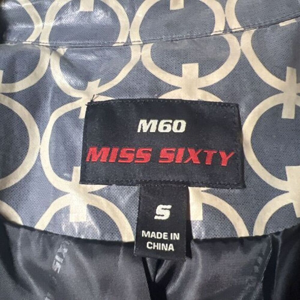 MIss Sixty M60 Women Small Dark Gray Beige All Over Print Epaulet Vent‎ Raincoat - Picture 5 of 9
